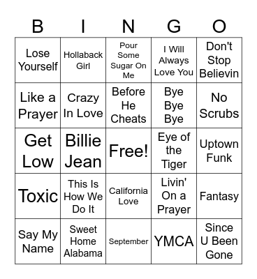 Greatest Hits Bingo #4 Bingo Card