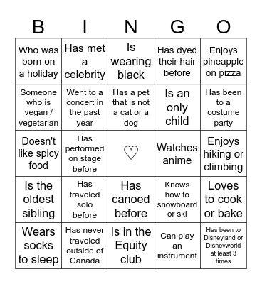alexia's icebreaker bingo Card