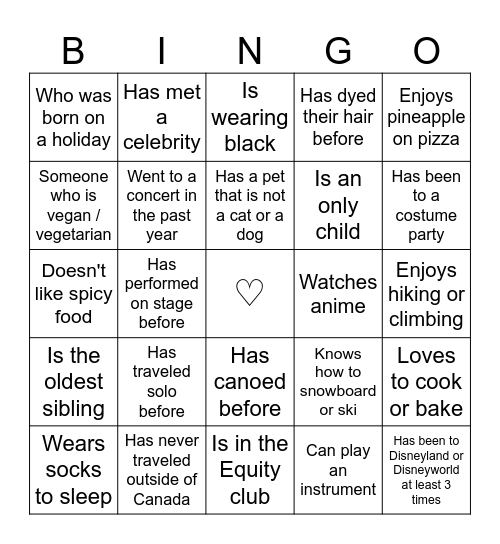 alexia's icebreaker bingo Card