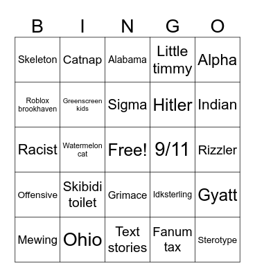Yt short bijgo Bingo Card