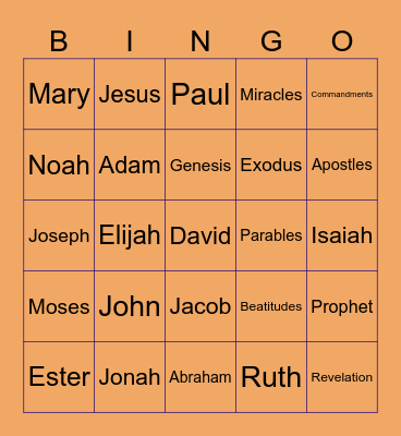 Bible bingo Card