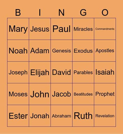 Bible bingo Card