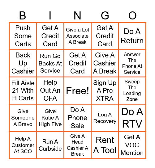 Front End Recognition Bingo Card