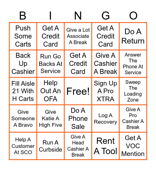 Front End Recognition Bingo Card