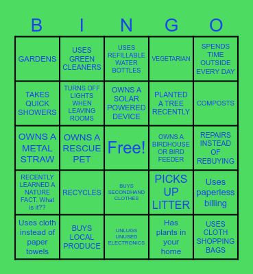 Earth Day!!! Bingo Card