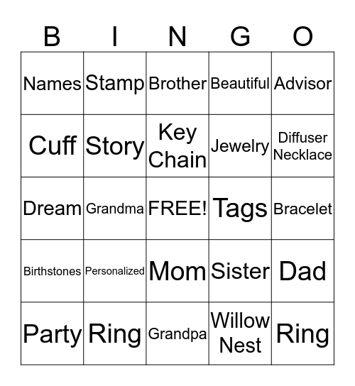 Willow Nest Bingo Card