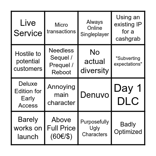 The AAA Bingo Card