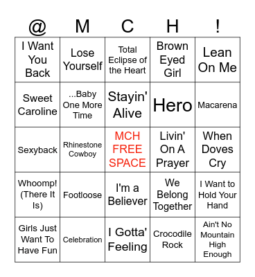 Songs Through the Decades Bingo Card