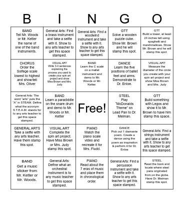 Art Night Bingo Card Bingo Card