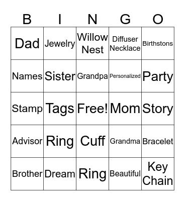 Willow Nest Bingo Card