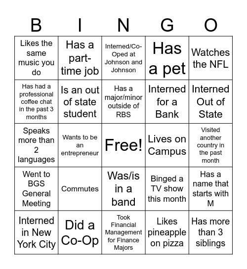 TALK TO SOMEONE WHO... Bingo Card