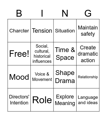 What is Drama? Bingo Card
