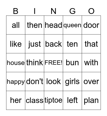 Big Bouffant Bingo Card
