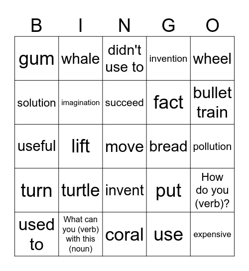 Unit 2: Good Idea! Bingo Card