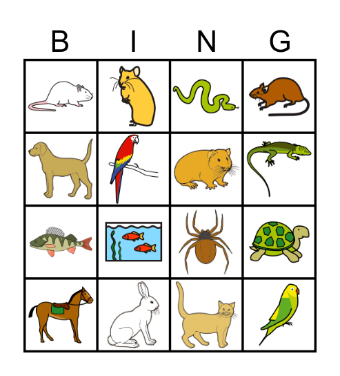 LES ANIMAUX DOMESTIQUES Bingo Card