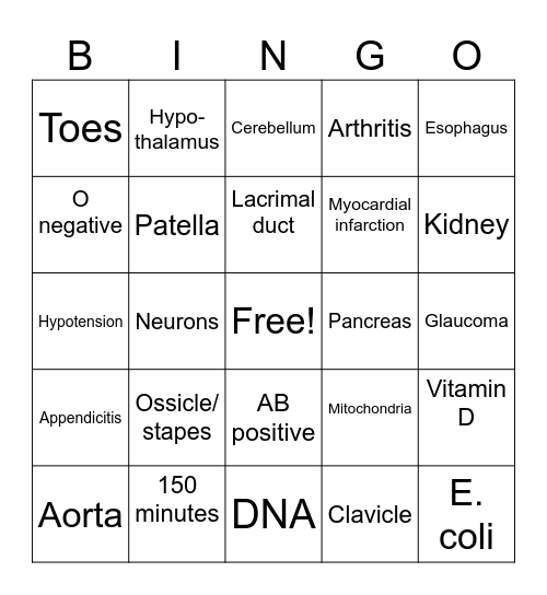Shining a Light on Nursing Bingo Card