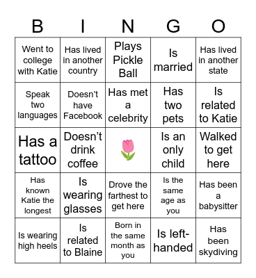 Baby in Bloom Bingo Card