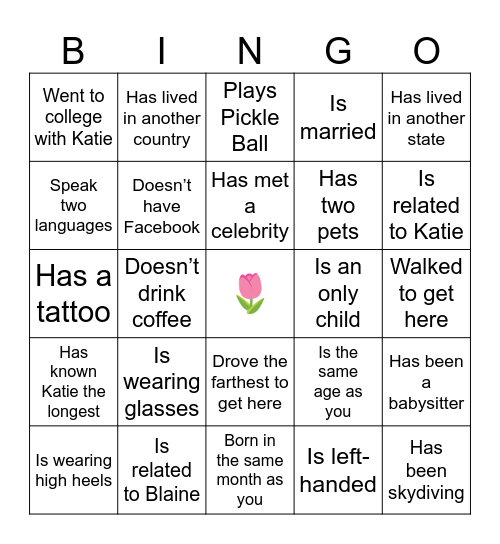 Baby in Bloom Bingo Card