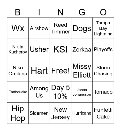 Gus Bingo Card
