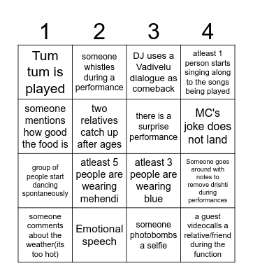 Mad Over Srish Bingo Card