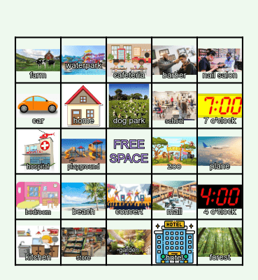 Identify the Setting - Bingo Card