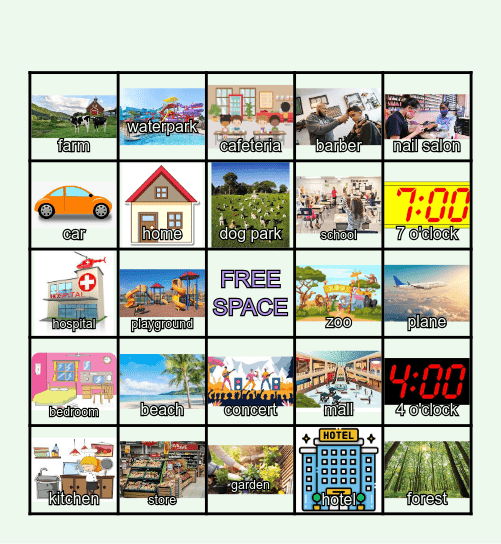 Identify the Setting - Bingo Card