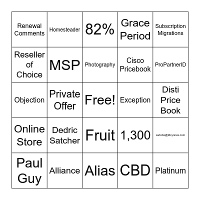 Channel Bingo Card