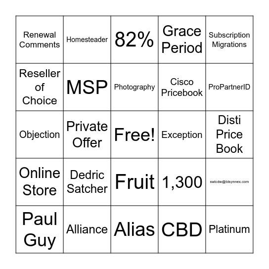 Channel Bingo Card