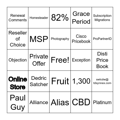 Channel Bingo Card