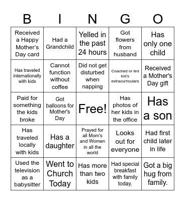 MOTHER'S DAY BINGO Card