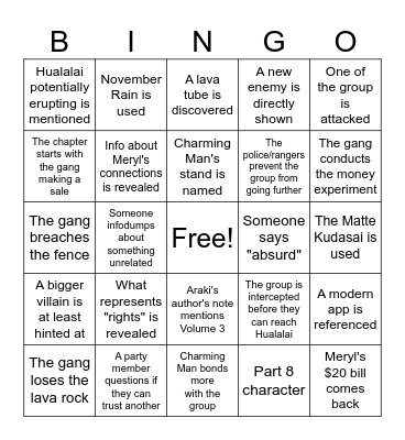 Joeyland 14 Bingo Card