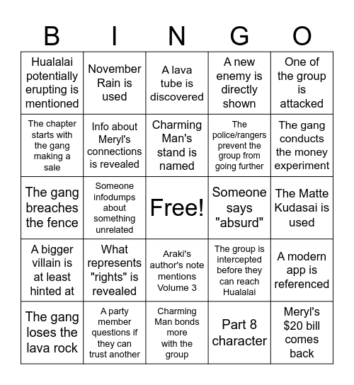 Joeyland 14 Bingo Card