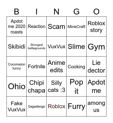 YouTube shorts Bingo Card