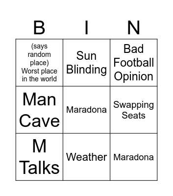 Cliff's Bingo Card