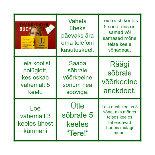 Võõrkeelte päev. Proovi koos kolleegidega, mida sa oskad ja julged mõnes teises keeles teha. Bingo Card