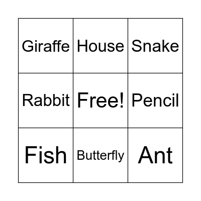 Living Things Bingo Card