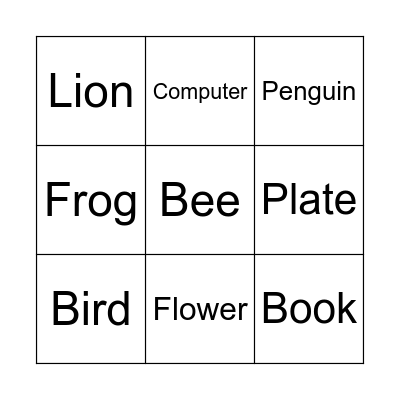 Living Things Bingo Card