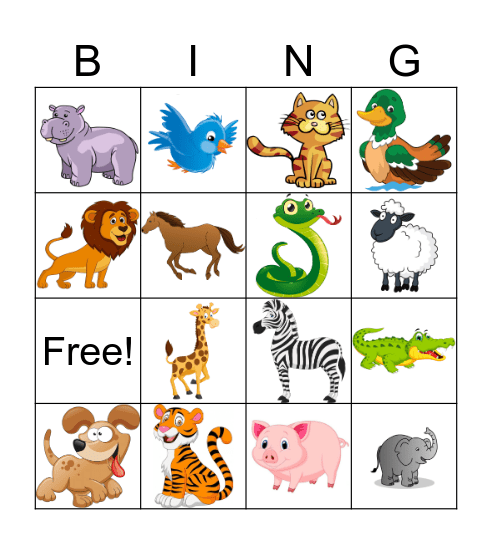 ANIMALS Bingo Card