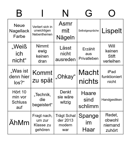 Fr. Pittich Bingo Card