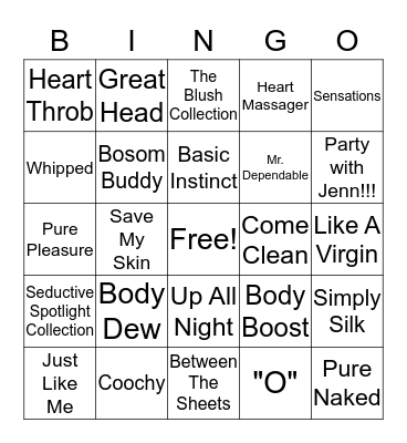 Pure Romance Big "O" Bingo Card