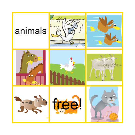 Farm animals! Bingo Card