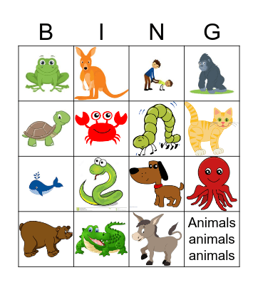 Animal Walk Bingo Card