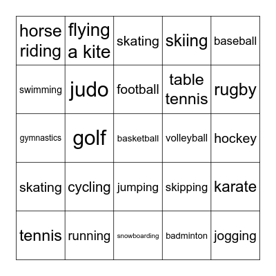 Sports Bingo Card
