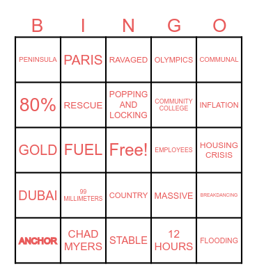 CNN 10 BINGO Card