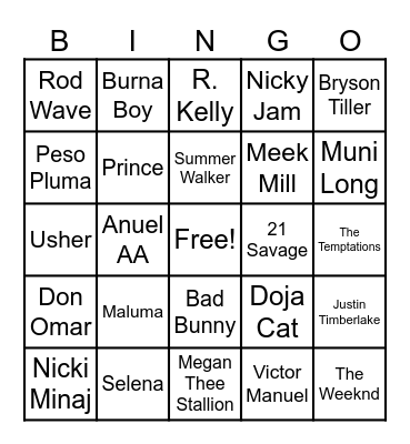 Beats and Bingo Card