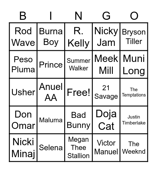 Beats and Bingo Card