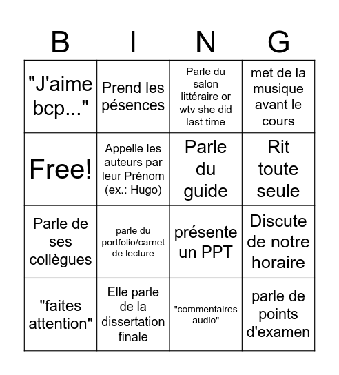 Catherine Soleil Bingo Card