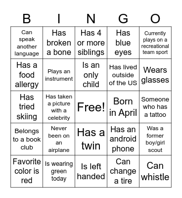 BINGO Card