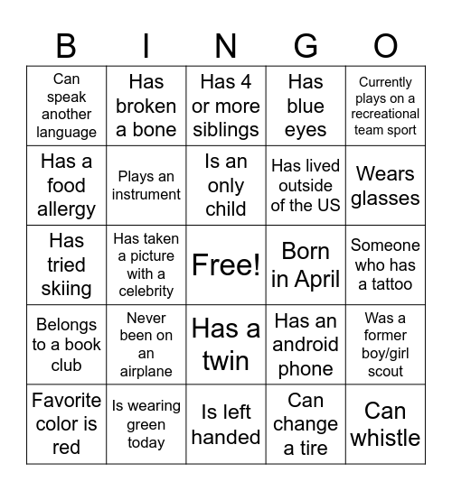 BINGO Card