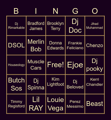 Djs Bingo Card